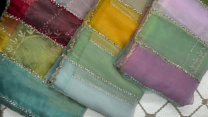 Premium Organza Handwork Saree – Pastel Multicolor🌈