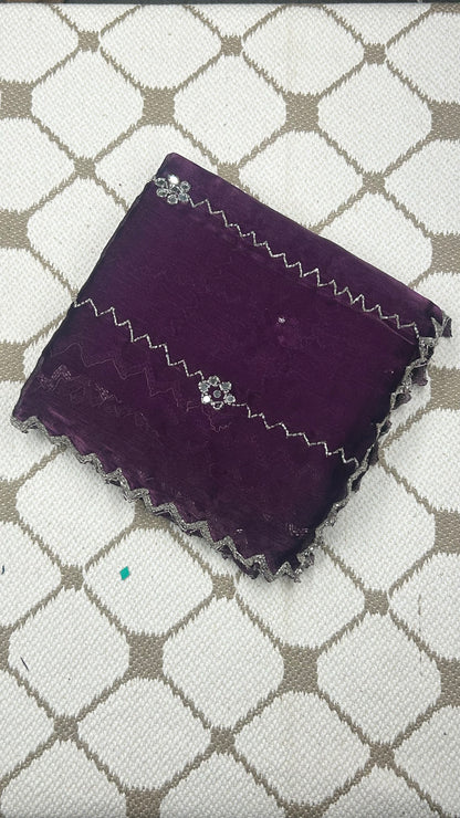 Premium Organza Georgette Crush Handwork Saree🌸