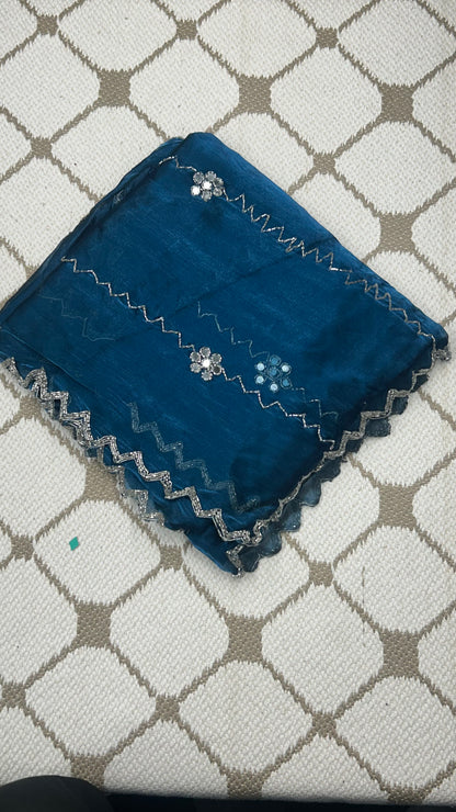Premium Organza Georgette Crush Handwork Saree🌸