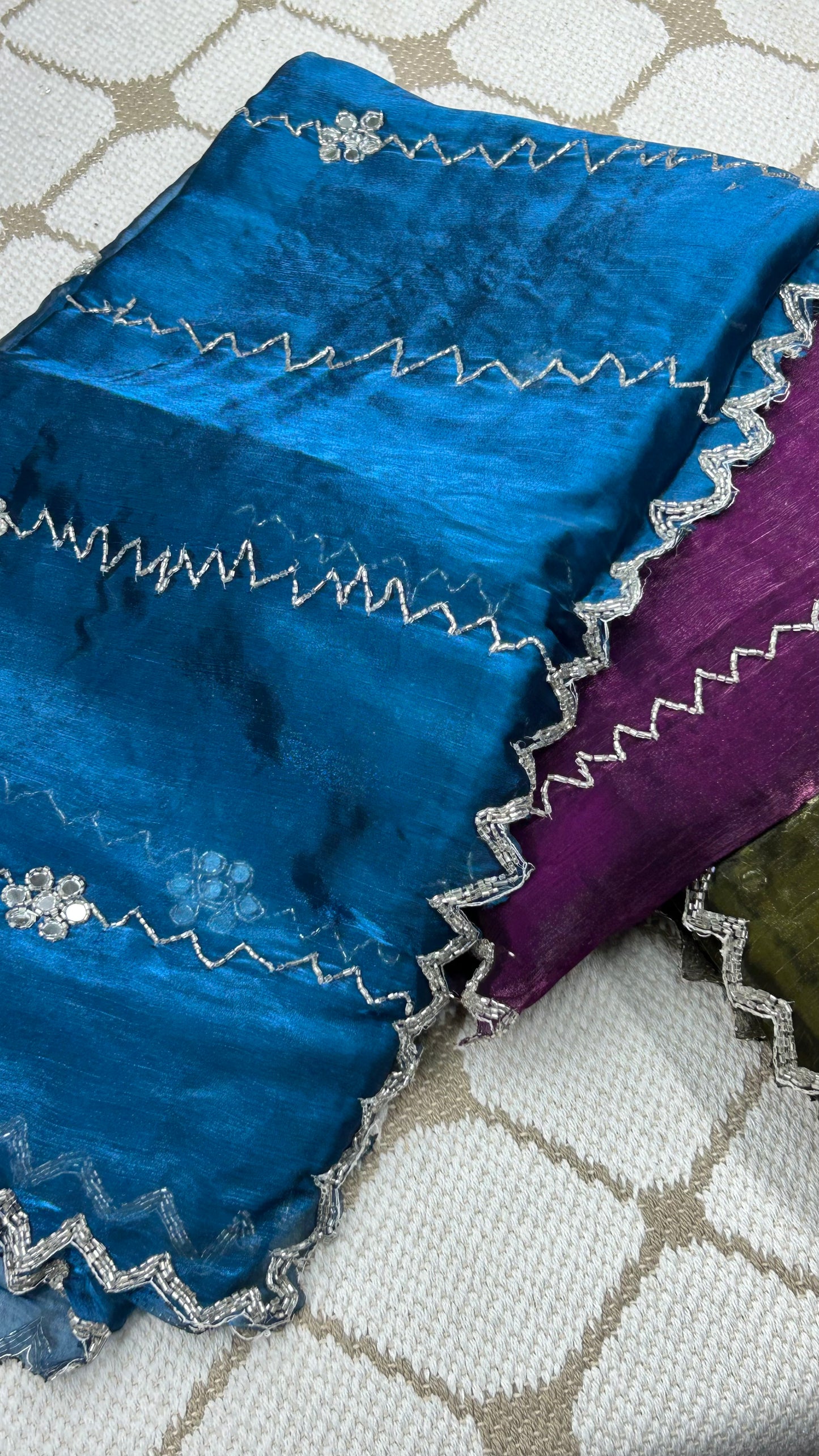 Premium Organza Georgette Crush Handwork Saree🌸