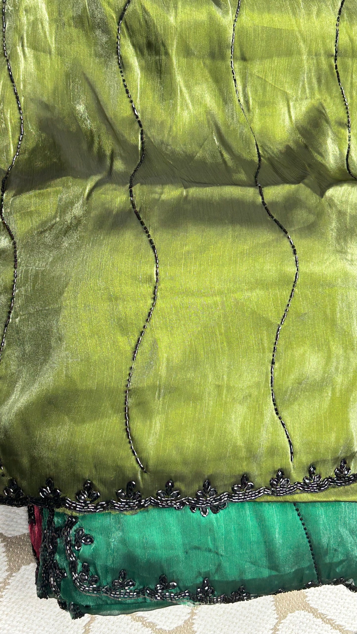 Premium Organza Georgette Crush Handwork Saree🖤