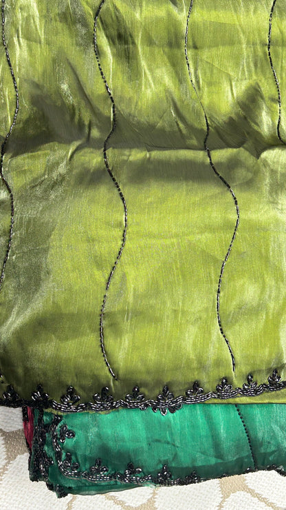 Premium Organza Georgette Crush Handwork Saree🖤