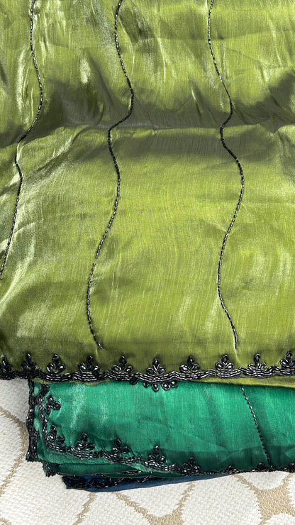Premium Organza Georgette Crush Handwork Saree🖤
