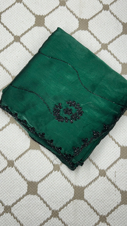 Premium Organza Georgette Crush Handwork Saree🖤