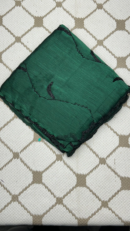 Premium Organza Georgette Crush Handwork Saree🖤
