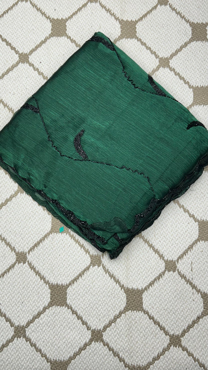 Premium Organza Georgette Crush Handwork Saree🖤