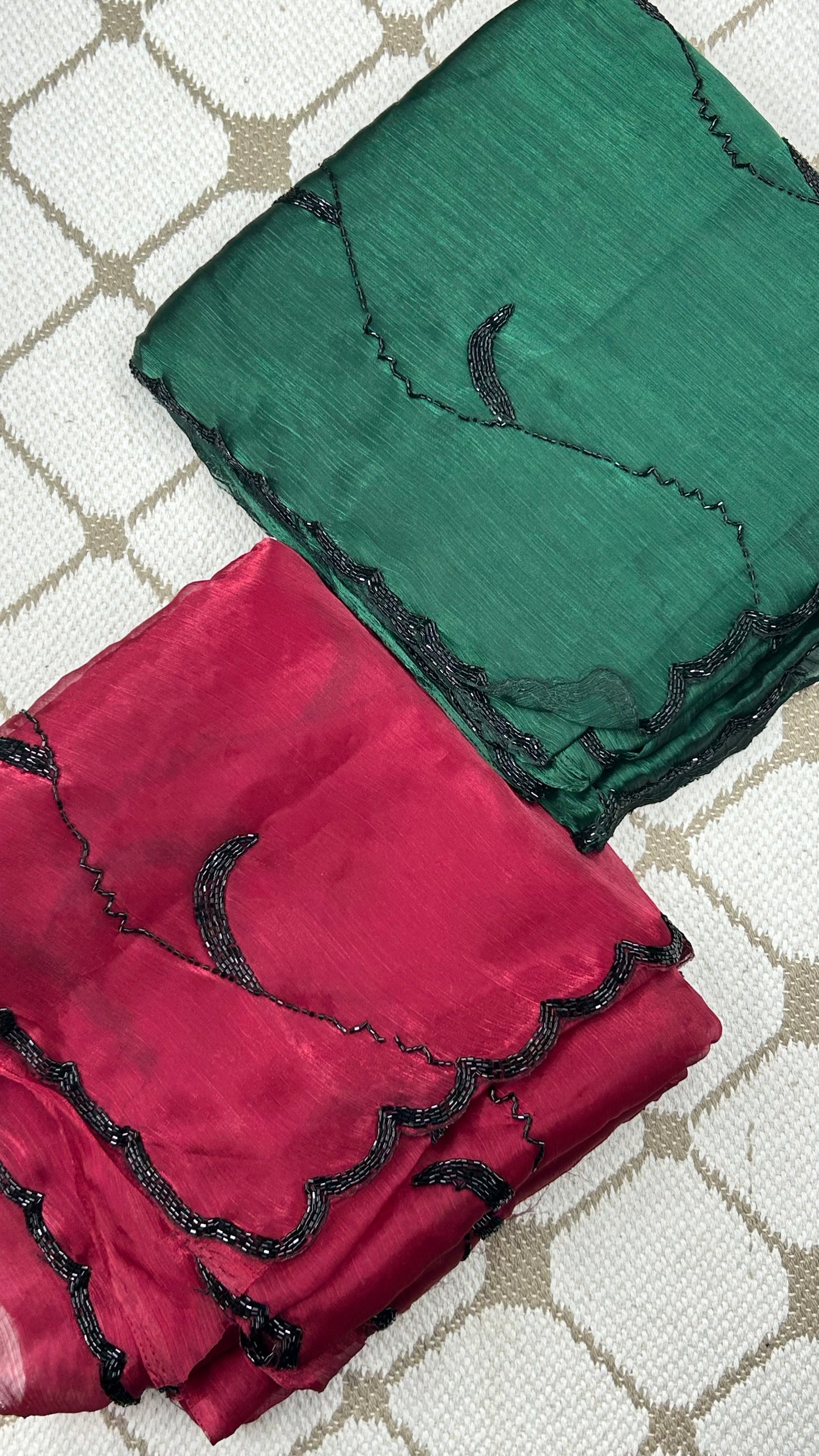 Premium Organza Georgette Crush Handwork Saree🖤