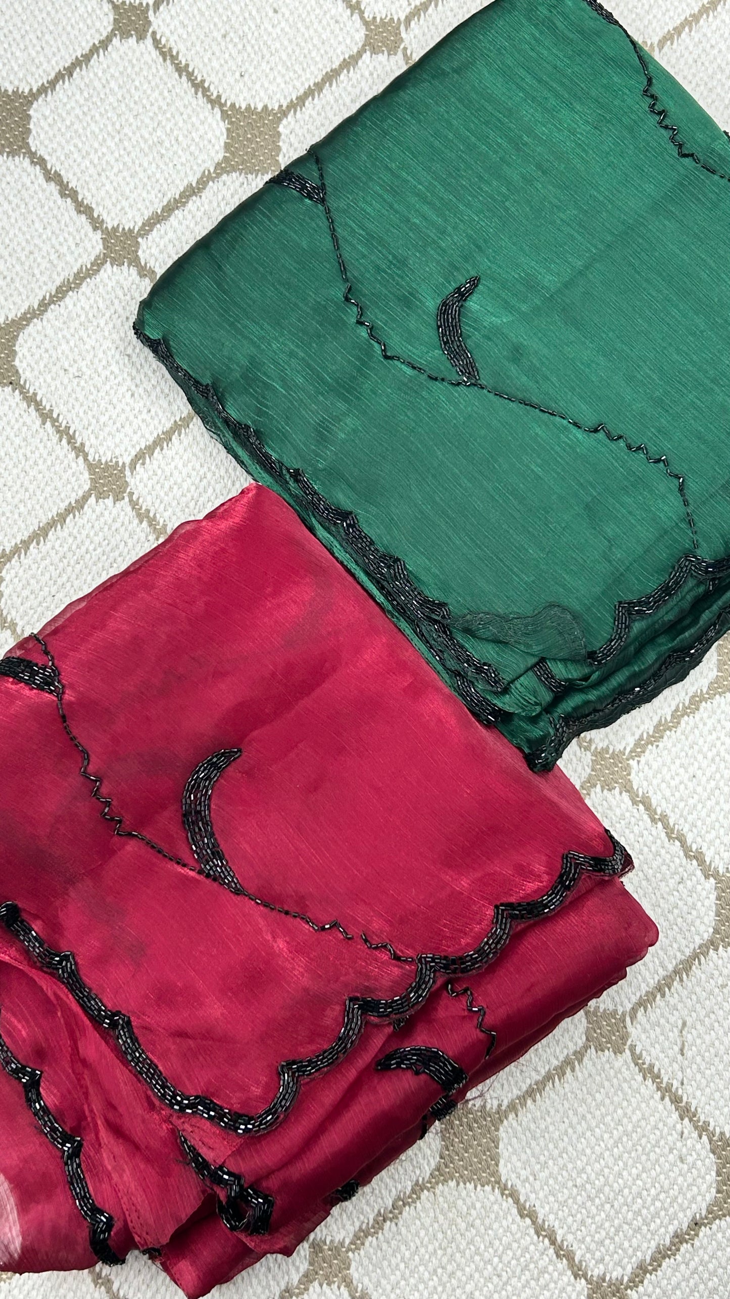 Premium Organza Georgette Crush Handwork Saree🖤