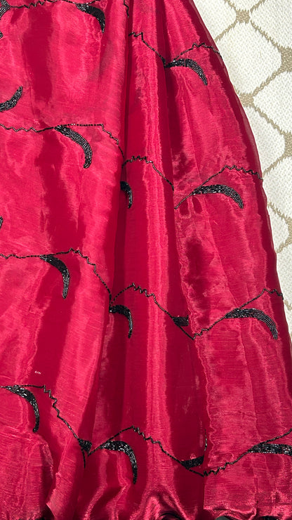 Premium Organza Georgette Crush Handwork Saree🖤