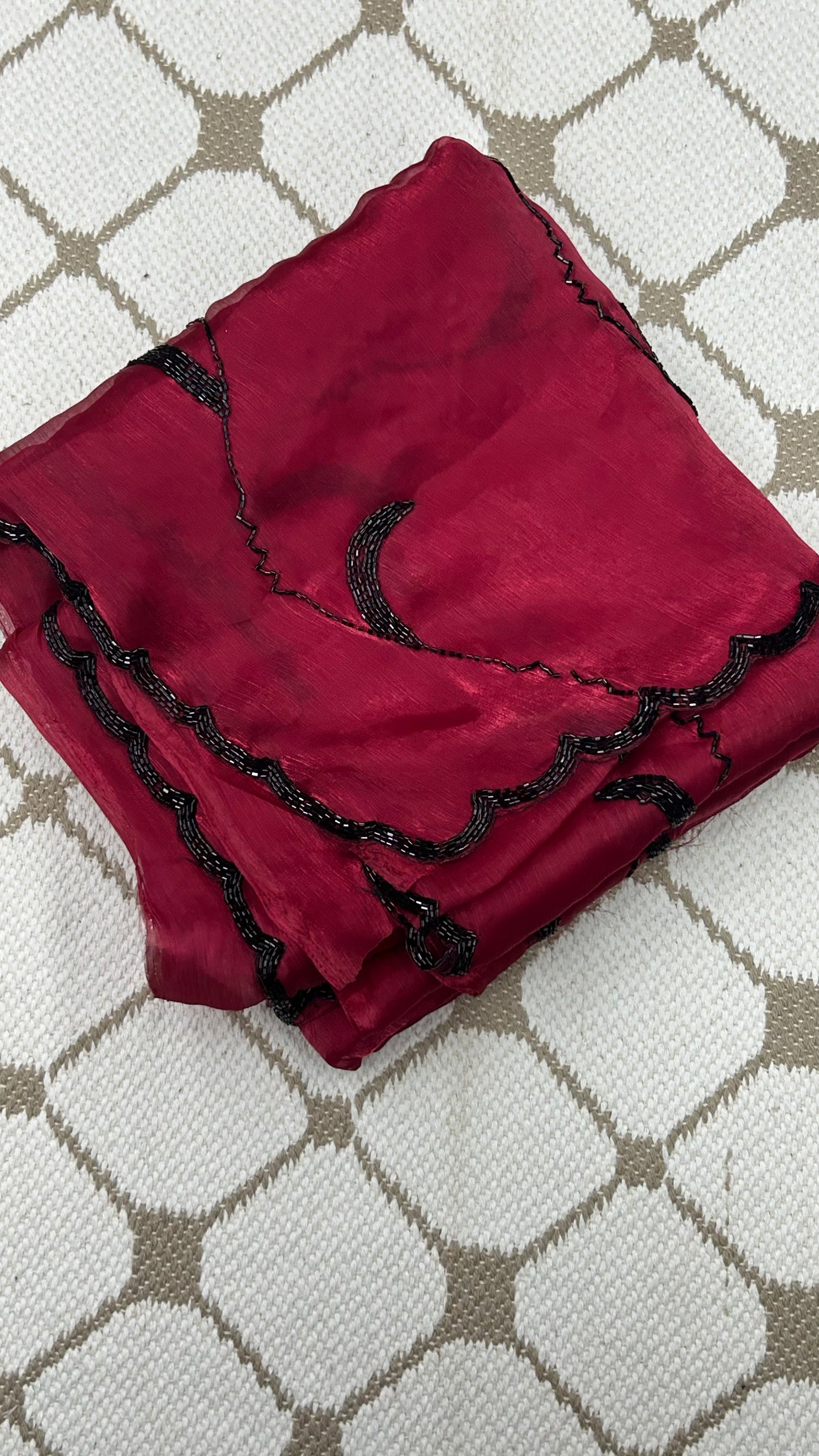 Premium Organza Georgette Crush Handwork Saree🖤