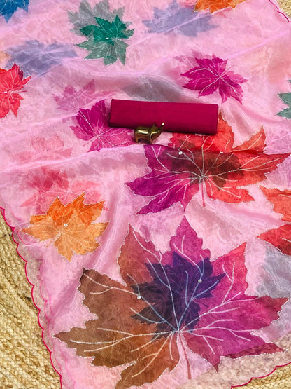 Pink Organza Saree 🍁🍁