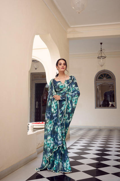 Weightless Marble Print Saree🦄🌸