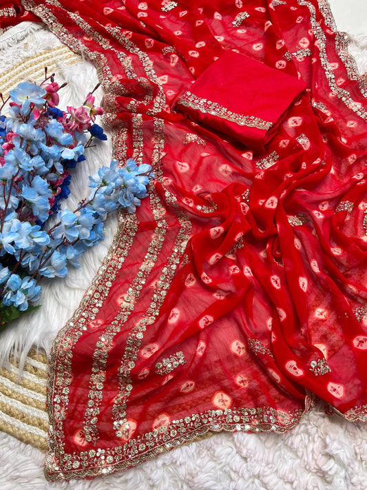 Soft Geogette Bandej Saree🌹🌷