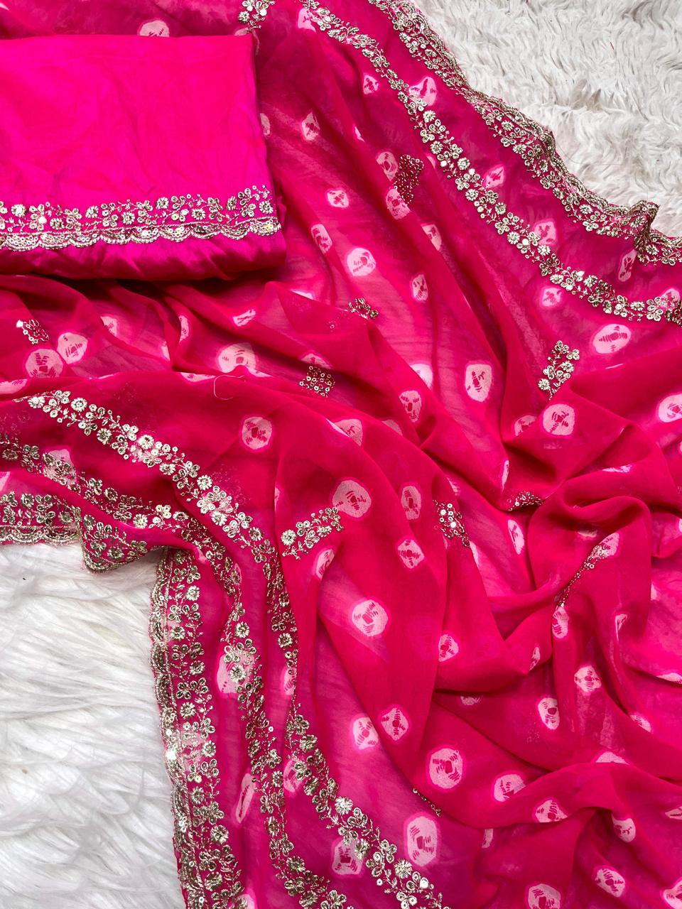 Soft Geogette Bandej Saree🌹🌷