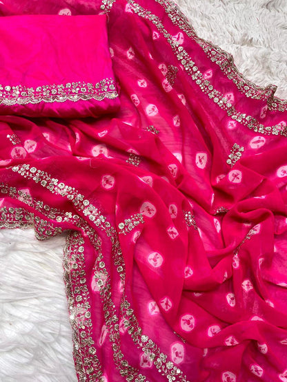 Soft Geogette Bandej Saree🌹🌷