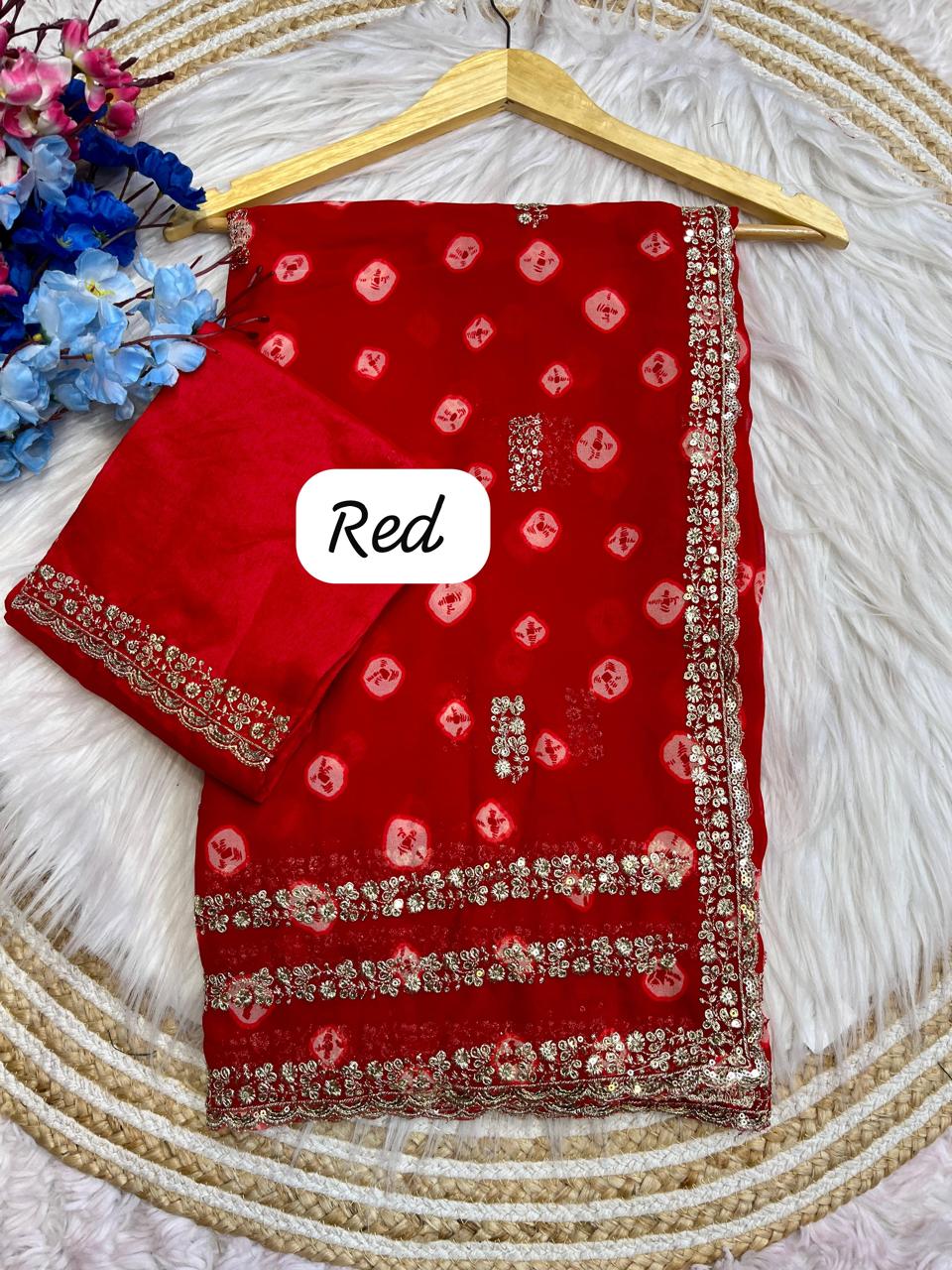 Soft Geogette Bandej Saree🌹🌷