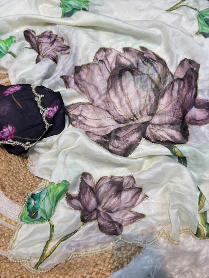 Pure Soft Teby Silk Saree with handwork💪🏻🫰🏻