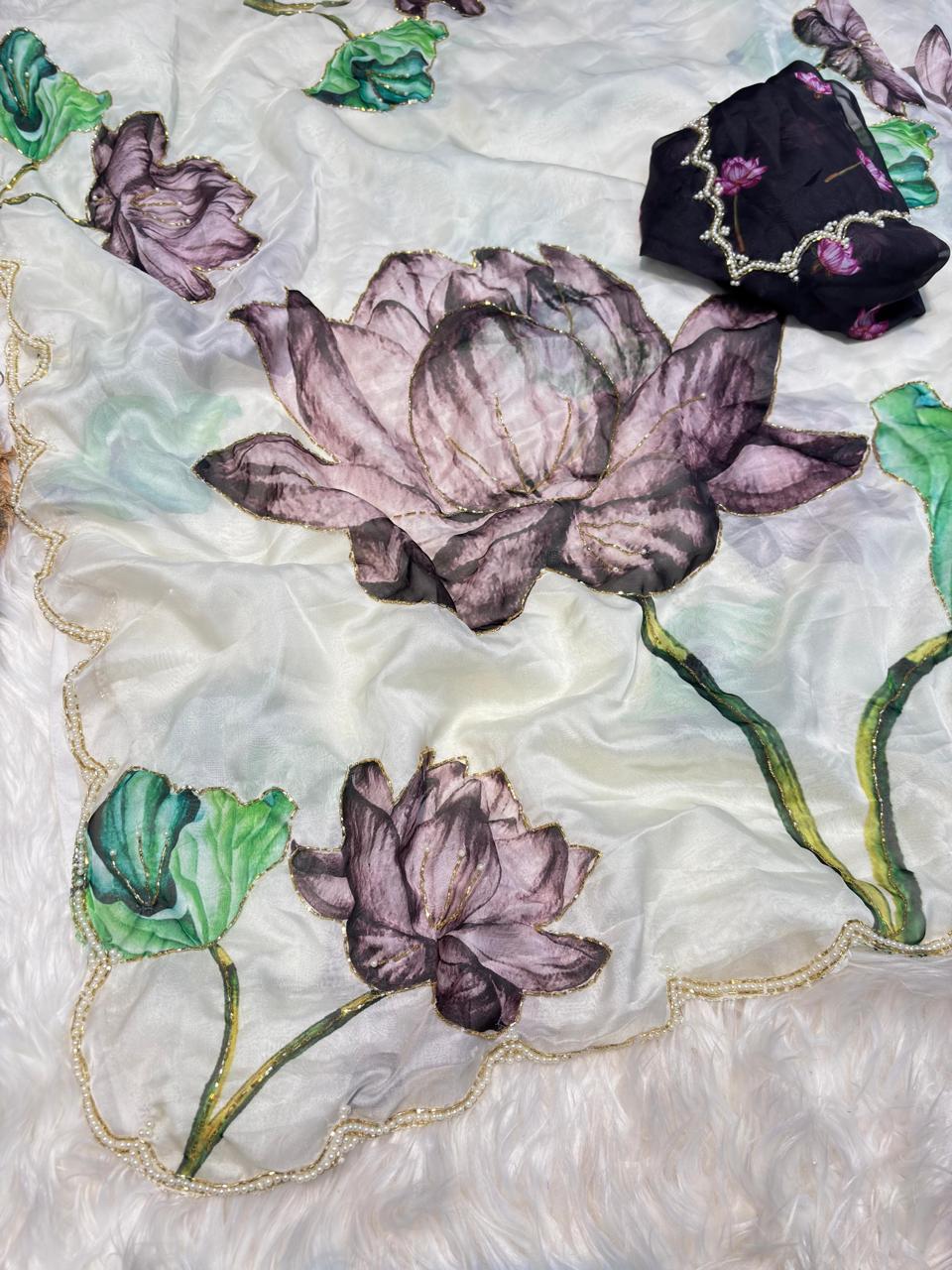 Pure Soft Teby Silk Saree with handwork💪🏻🫰🏻