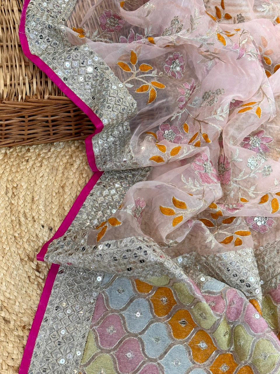 Premium Organza Silk Saree with Viscose Thread & Sequin Work + Raw Silk Blouse🌸🌺