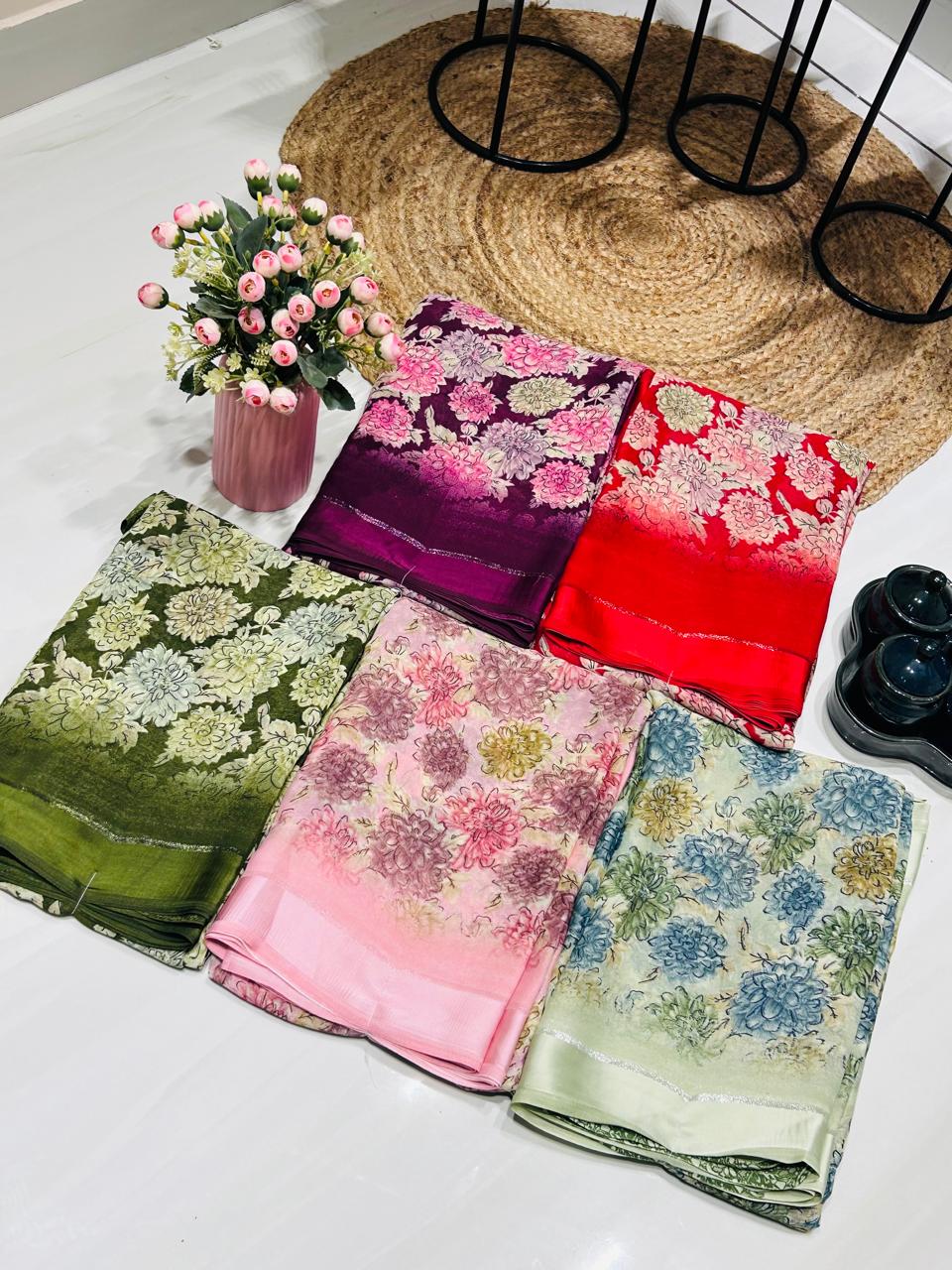 Premium Floral Brocade Silk Saree ❄️🐚
