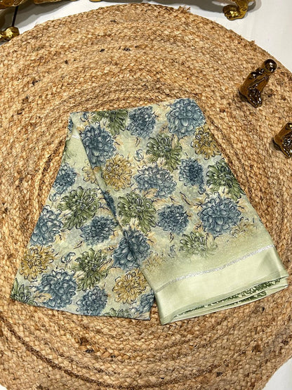 Premium Floral Brocade Silk Saree ❄️🐚