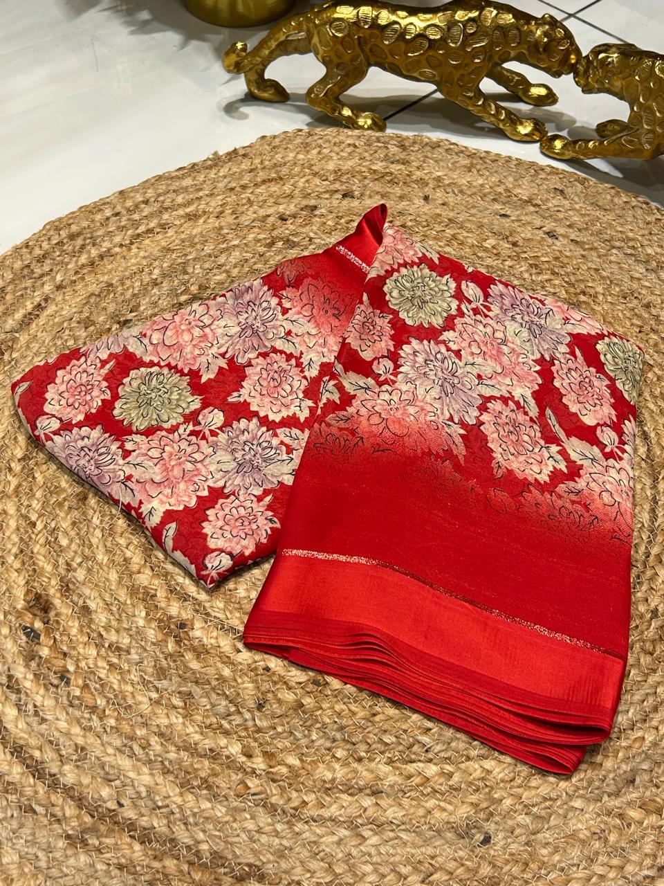Premium Floral Brocade Silk Saree ❄️🐚
