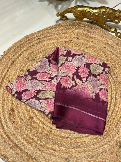 Premium Floral Brocade Silk Saree ❄️🐚
