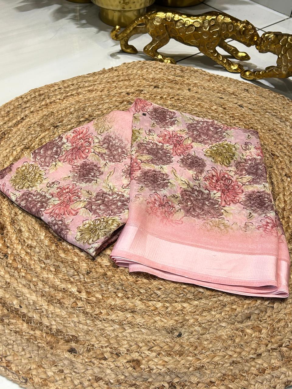 Premium Floral Brocade Silk Saree ❄️🐚