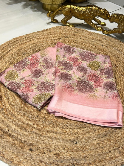Premium Floral Brocade Silk Saree ❄️🐚
