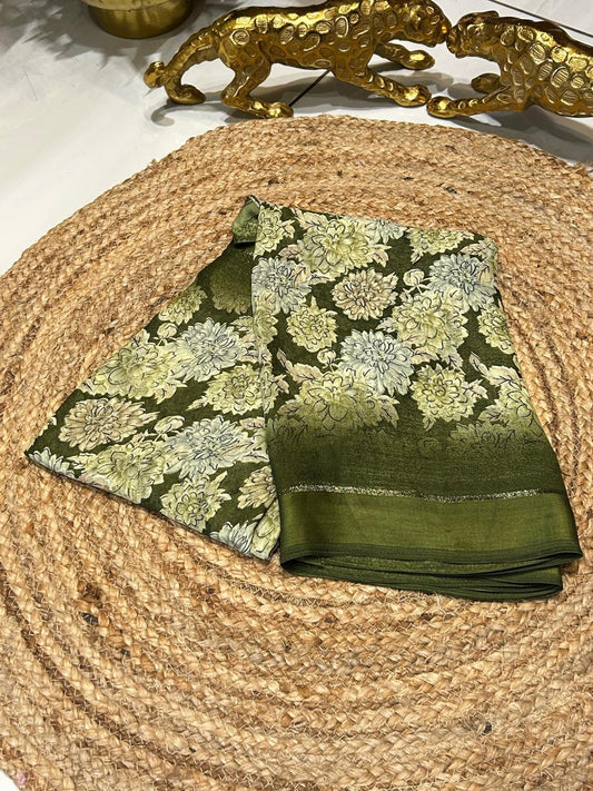 Premium Floral Brocade Silk Saree ❄️🐚