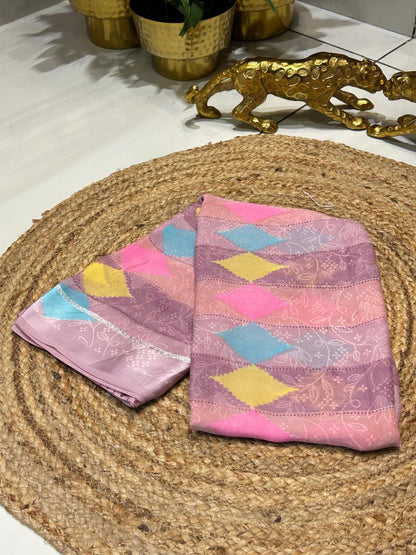 Pastel Printed Soft Silk Saree🍇🥭