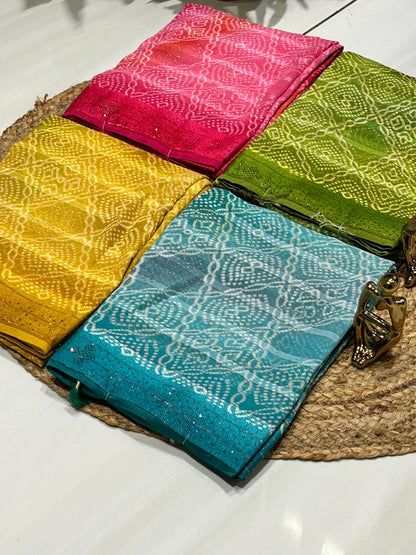 Traditional Bandhej Soft Georgette Silk Saree🌸🌺