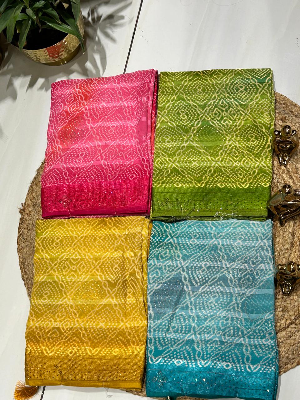 Traditional Bandhej Soft Georgette Silk Saree🌸🌺