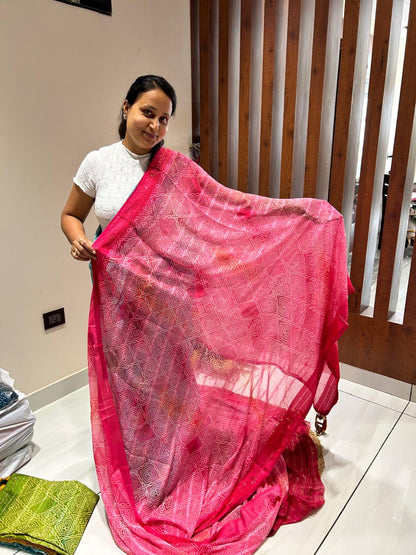 Traditional Bandhej Soft Georgette Silk Saree🌸🌺