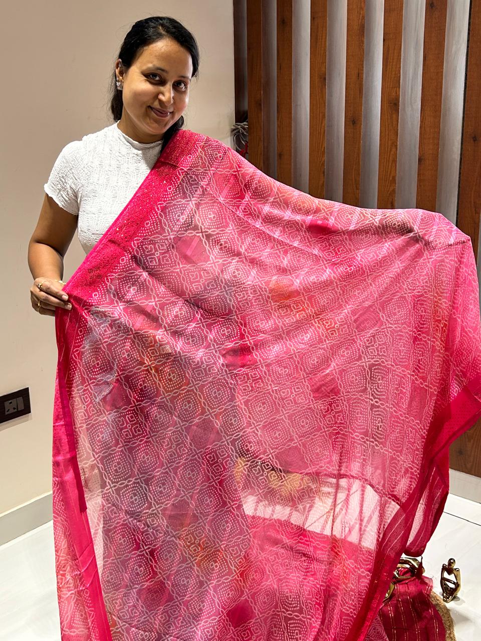 Traditional Bandhej Soft Georgette Silk Saree🌸🌺