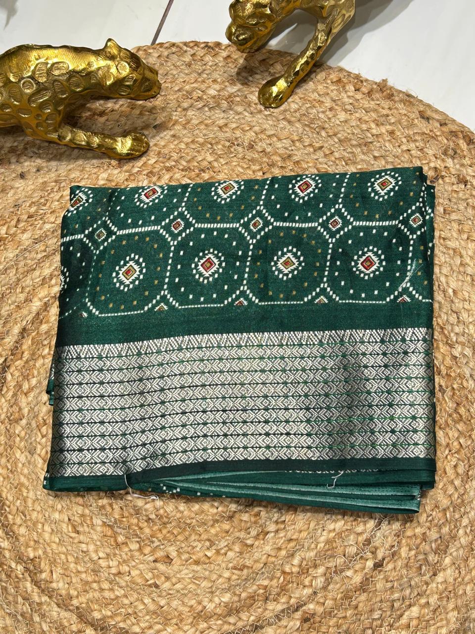 Traditional Bandhej Printed Silk Saree🌶️🫑