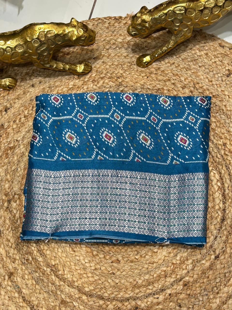 Traditional Bandhej Printed Silk Saree🌶️🫑