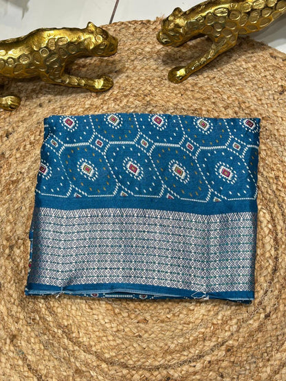 Traditional Bandhej Printed Silk Saree🌶️🫑