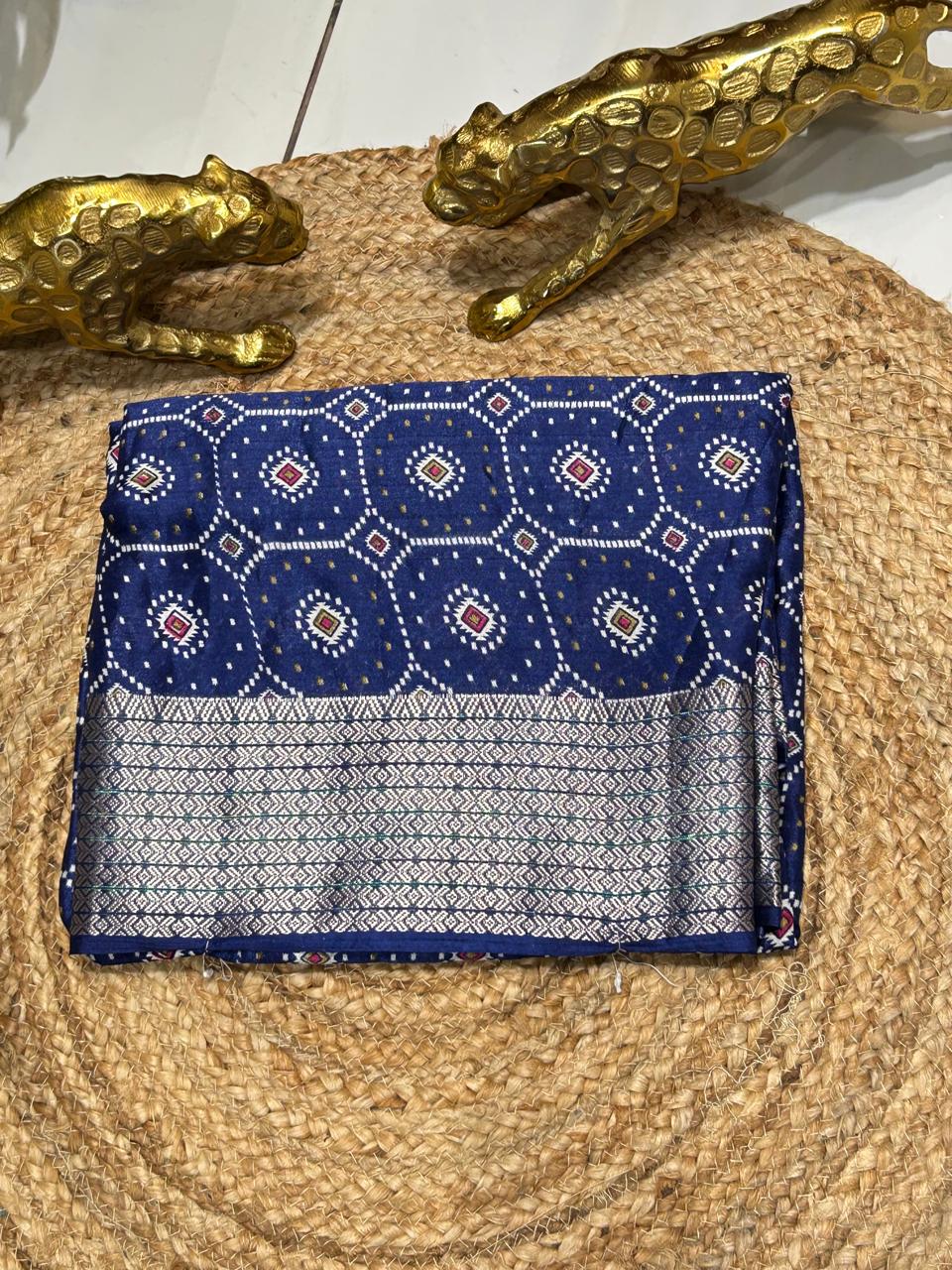 Traditional Bandhej Printed Silk Saree🌶️🫑