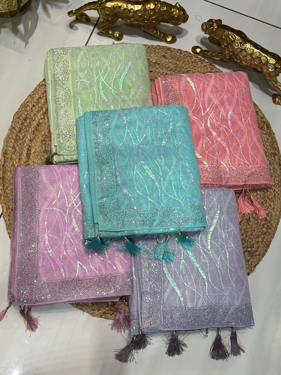 Premium Wavy Line Organza Saree🪸❄️