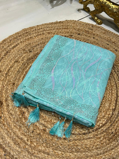 Premium Wavy Line Organza Saree🪸❄️