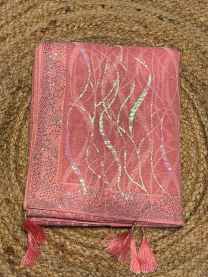 Premium Wavy Line Organza Saree🪸❄️