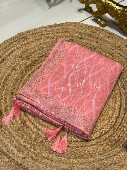 Premium Wavy Line Organza Saree🪸❄️