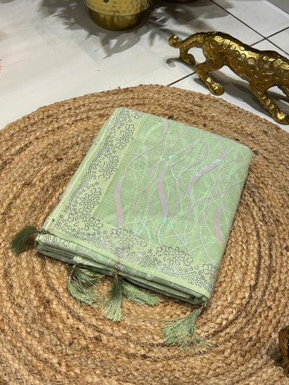 Premium Wavy Line Organza Saree🪸❄️