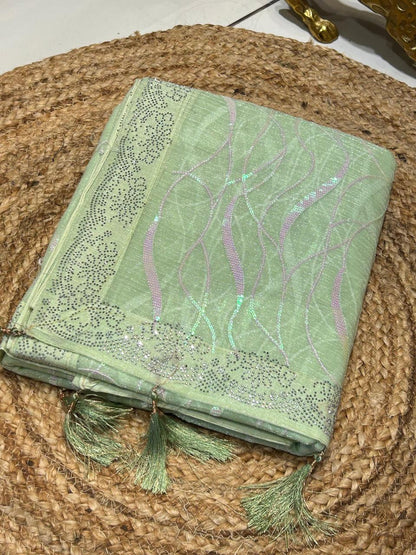 Premium Wavy Line Organza Saree🪸❄️