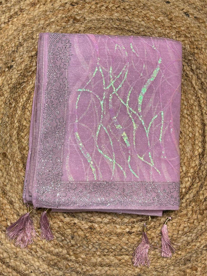 Premium Wavy Line Organza Saree🪸❄️