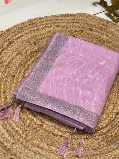 Premium Wavy Line Organza Saree🪸❄️