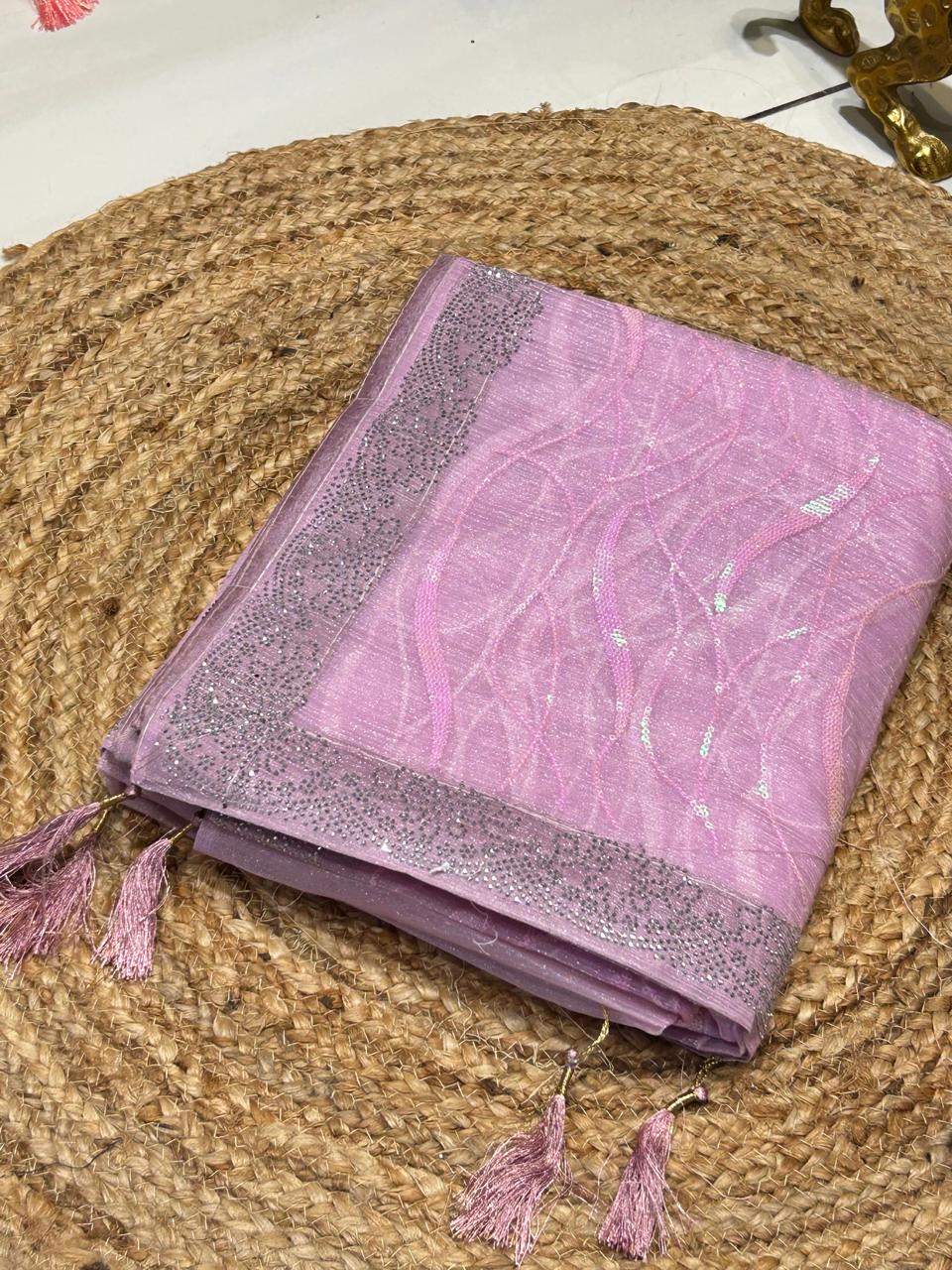 Premium Wavy Line Organza Saree🪸❄️