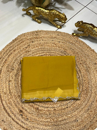 Noor Plain Premium Georgette-Chiffon Mix Saree🌾✨
