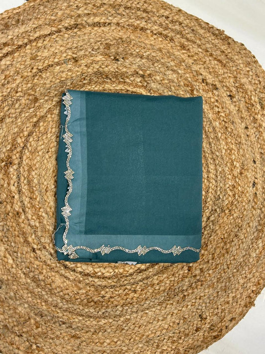 Noor Plain Premium Georgette-Chiffon Mix Saree🌾✨